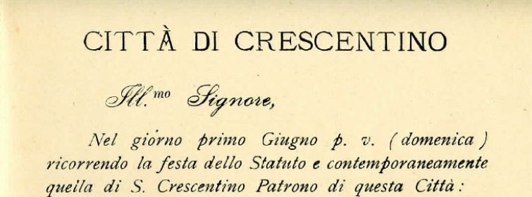 Festa patronale di San Crescentino - raro documento del 1924