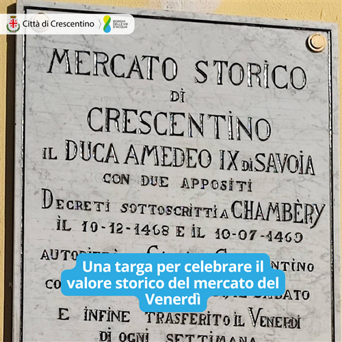 Posata la targa dedicata al Mercato storico di Crescentino