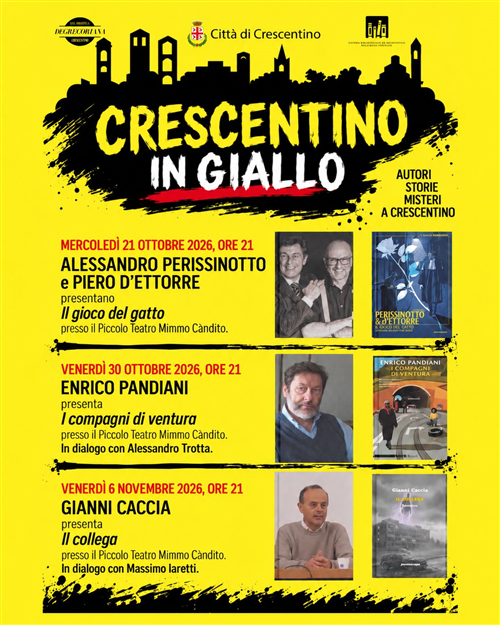 "Crescentino in giallo": tre serate tra mistero, suspense e grandi autori della narrativa noir.
