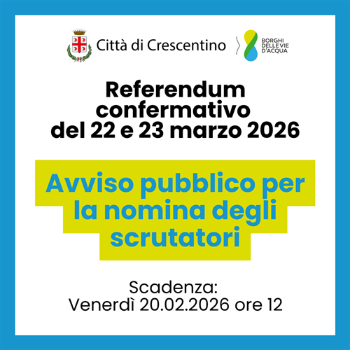 Referendum confermativo del 22 e 23 marzo 2026: avviso pubblico per la nomina degli scrutatori