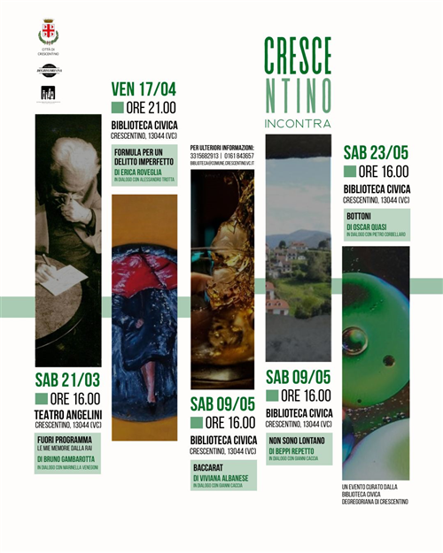 A Crescentino nasce "Crescentino Incontra": una primavera con i libri, le storie e gli autori